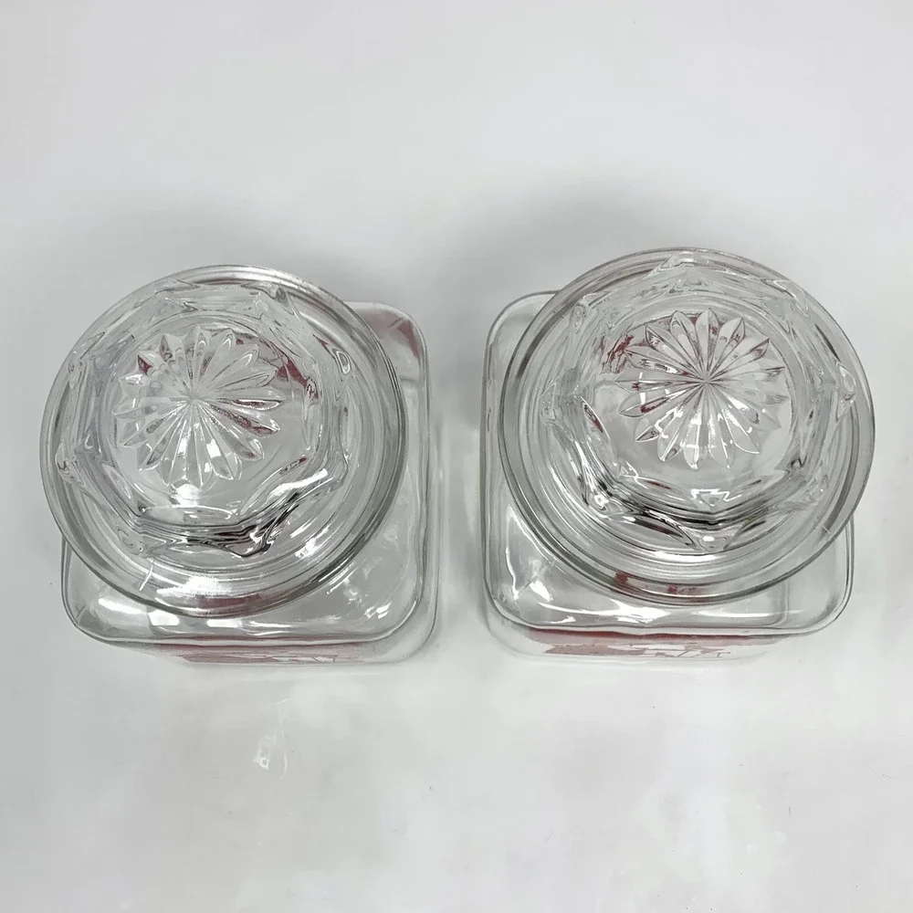 Set 2 Vintage Glass Canister Jar 6 3/4